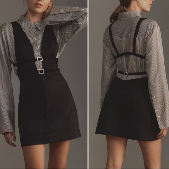 Anthropologie Dresses & Skirts - Anthropologie Maeve Glam Buckle Pinafore Mini Dress